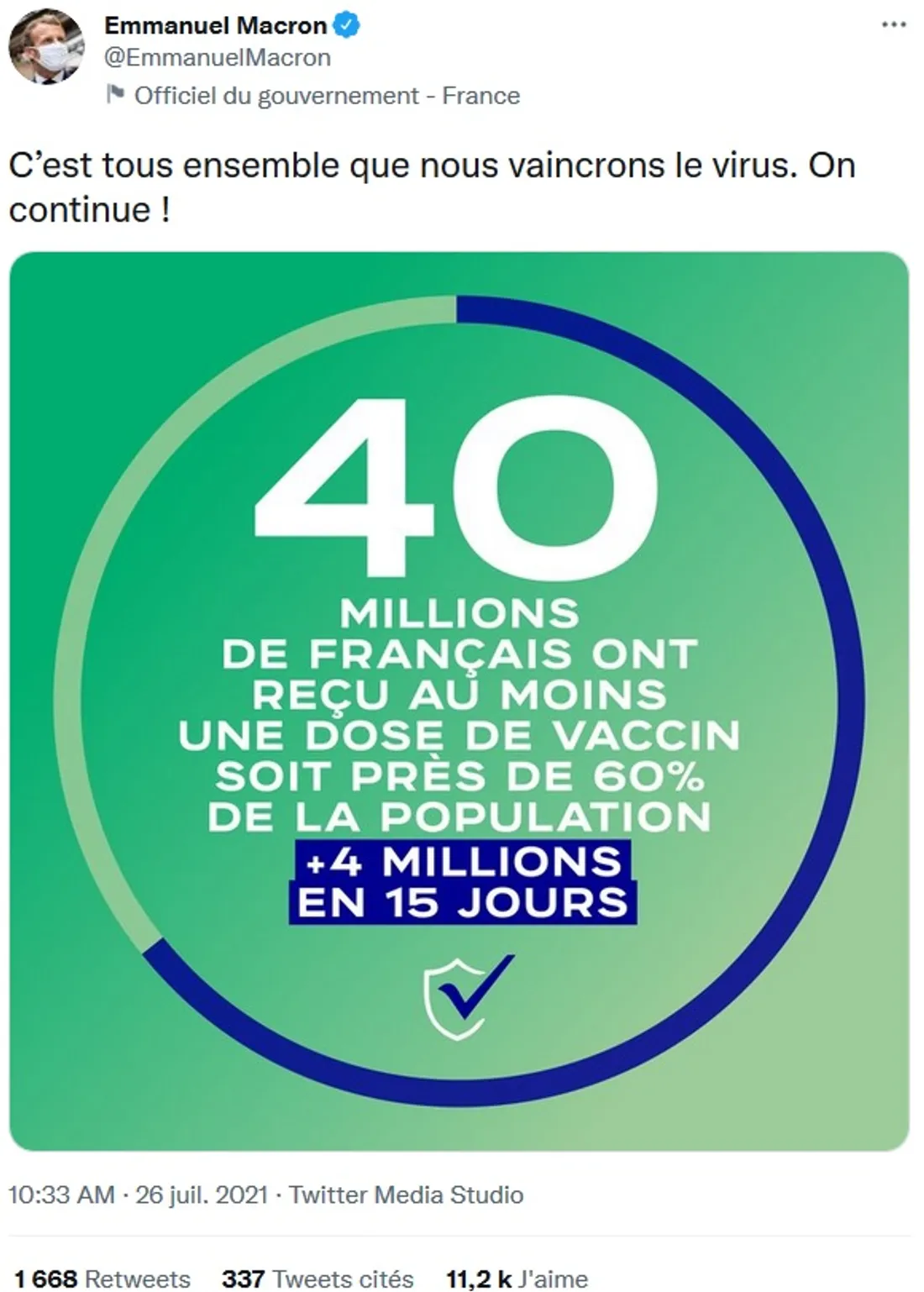 40 millions de primo-vaccinés en France